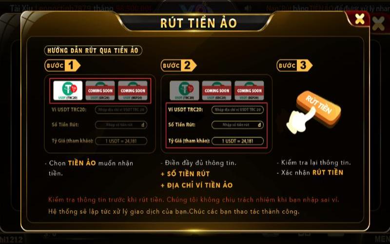 Lưu ý quan trọng khi thực hiện thao tác rút tiền từ cổng game